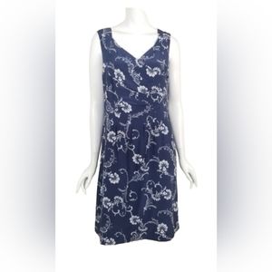 Pendleton Dress Womens 8 Blue Floral Silk Sleeveless Lined Drapey Front. Silk